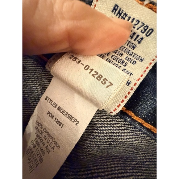True Religion Ricky Jeans Size 34 Straight Leg Mid Rise Orange Flap Pockets USA - Picture 13 of 13